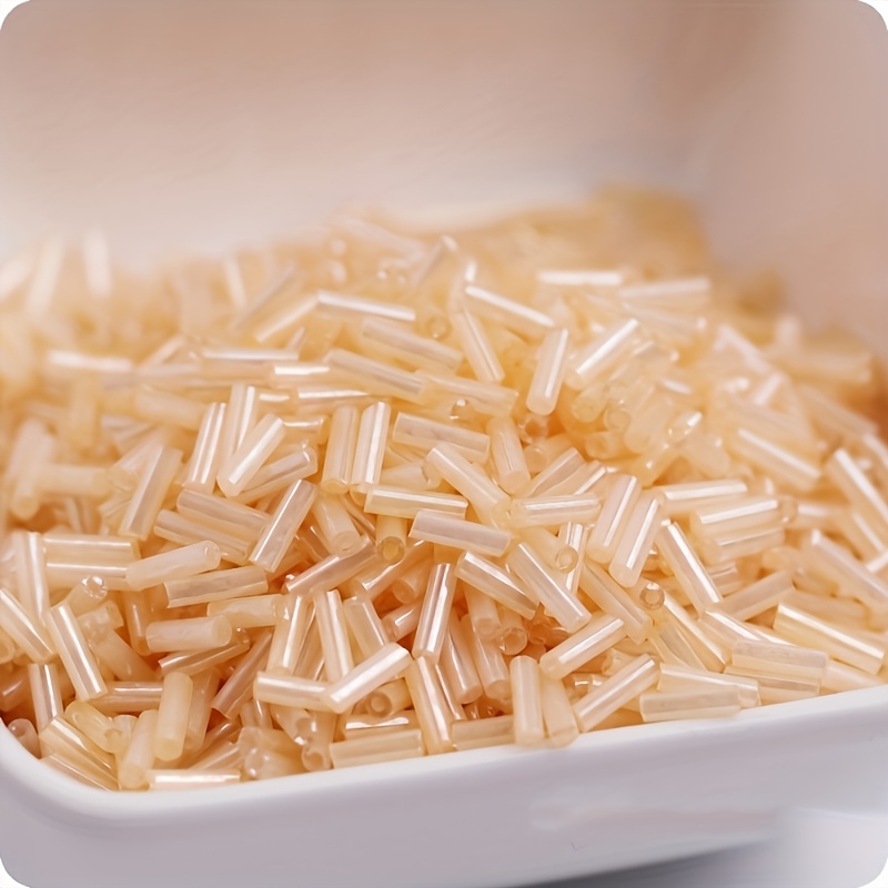 360pcs Cream Colored Glass Tube Beads for DIY Jewelry Making